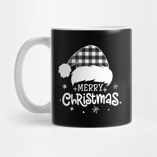 Merry Christmas Buffalo White Plaid Santa Hat Xmas Holiday by Sincu